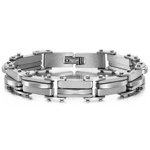 ***COI Titanium Gold Tone/Black/Silver Silver Bracelet With Steel Clasp(Length: 8.27 inches)-01708BB