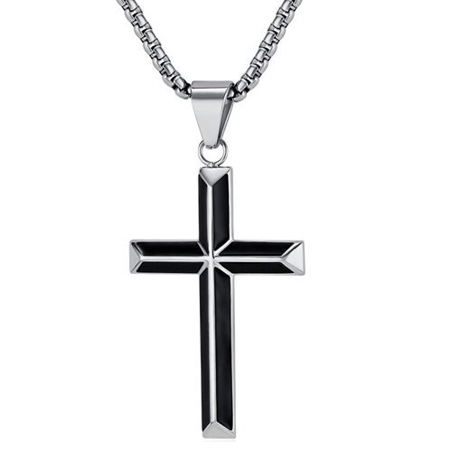 ***COI Titanium Black Gold Tone/Silver Cross Pendant-01752BB