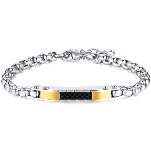***COI Titanium Black Gold Tone Silver Bracelet With Steel Clasp(Length: 8.27 inches)-01759BB