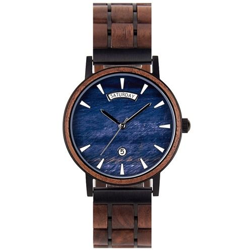 COI Black Titanium Koa Wood Watch With Steel Clasp(Length: 8.50 inches)-01776BB