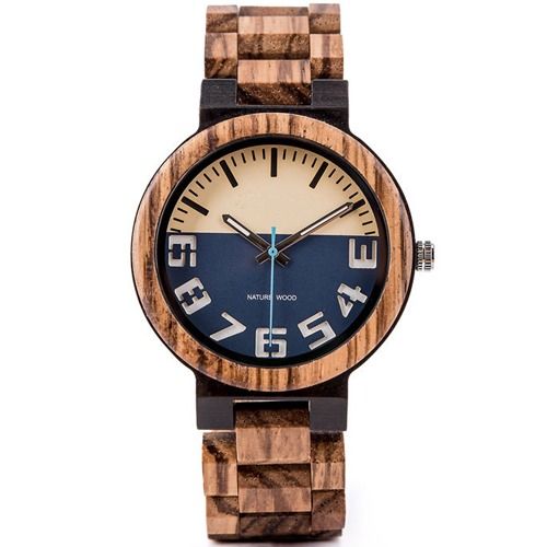 COI Black Titanium Koa Wood Watch With Steel Clasp(Length: 8.07 inches)-01800BB