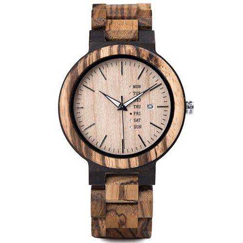 COI Titanium Koa Wood Watch With Steel Clasp(Length: 8.27 inches)-01827BB