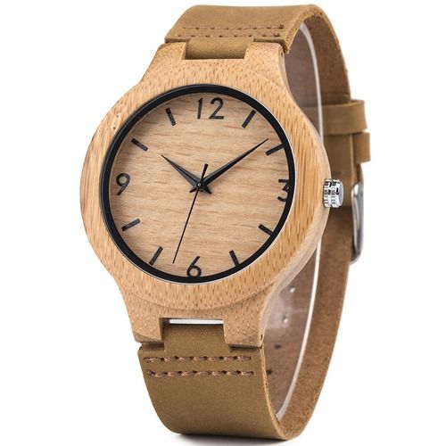 COI Titanium Koa Wood Genuine Leather Watch With Steel Clasp(Length: 8.27 inches)-01831BB