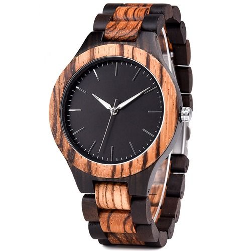 COI Black Titanium Koa Wood Watch With Steel Clasp(Length: 8.66 inches)-01834BB
