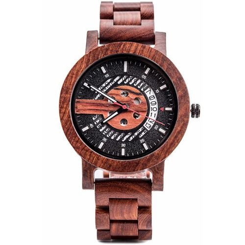 COI Titanium Koa Wood Watch With Steel Clasp(Length: 8.07 inches)-01841BB
