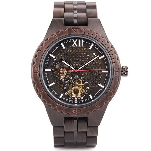 COI Black Titanium Koa Wood Watch With Steel Clasp(Length: 8.07 inches)-01855BB