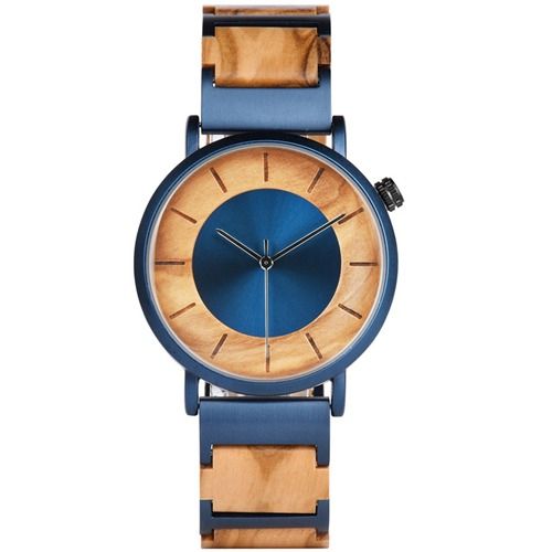 COI Blue Titanium Koa Wood Watch With Steel Clasp(Length: 8.07 inches)-01860BB
