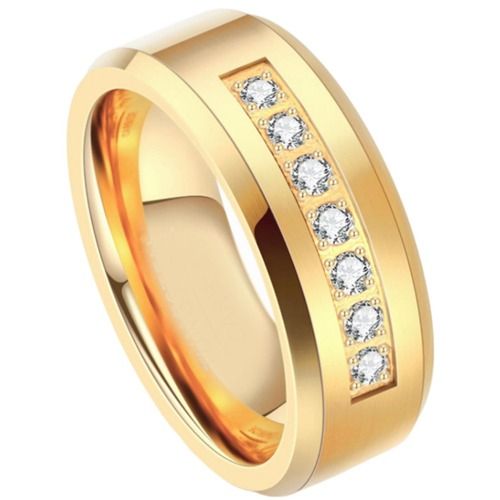 ***COI Gold Tone Titanium Ring With Cubic Zirconia-01862BB