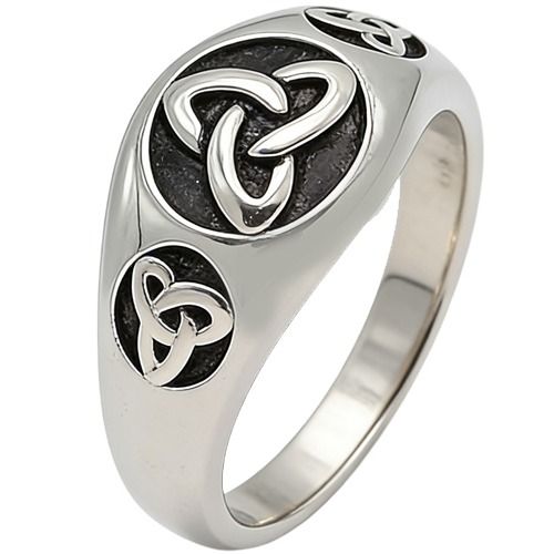 ***COI Titanium Black Silver Trinity Knots Ring-01868BB
