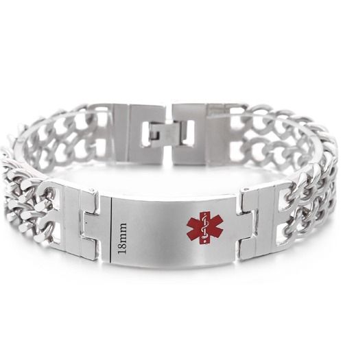 ***COI Titanium Medical Alert Bracelet With Steel Clasp(Length: 8.27 inches)-01871BB