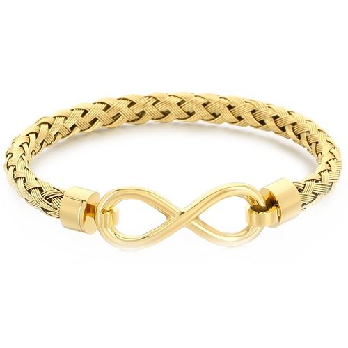 ***COI Titanium Gold Tone/Silver Infinity Bracelet With Steel Clasp(Length: 7.48 inches)-01943BB