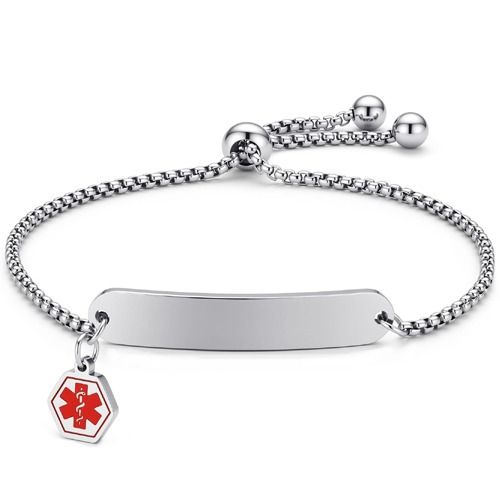 ***COI Titanium Gold Tone/Silver Medical Alert Bracelet With Steel Clasp(Length: 8.27 inches)-01945BB