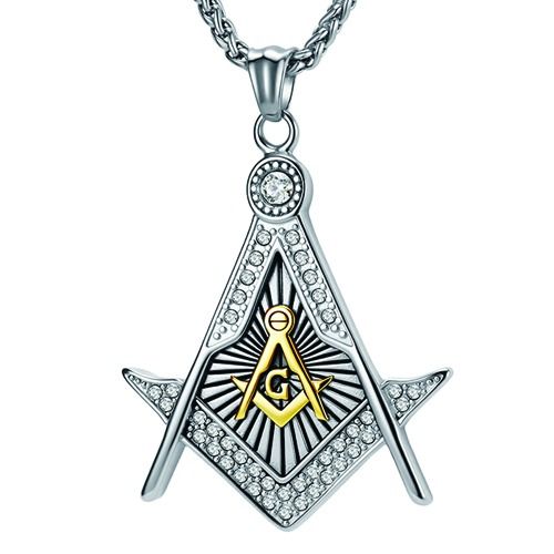 ***COI Titanium Gold Tone/Silver/Silver & Gold Tone Masonic Freemason Pendant-01974BB