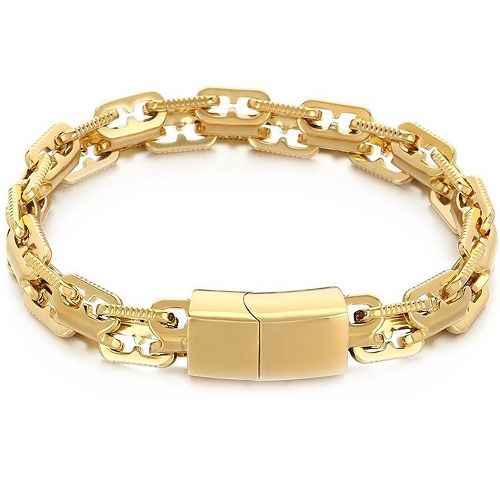 ***COI Titanium Black/Gold Tone/Silver Bracelet With Steel Clasp(Length: 8.27 inches)-01980BB