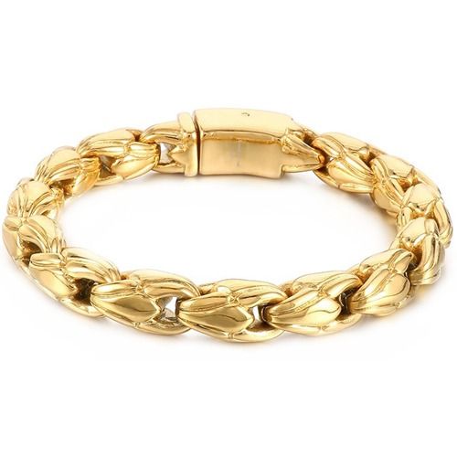 ***COI Titanium Gold Tone/Silver Bracelet With Steel Clasp(Length: 8.66 inches)-01991BB