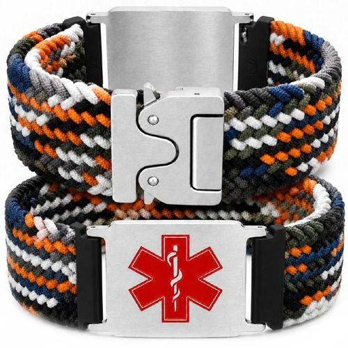 ***COI Titanium Medical Alert Cotton Bracelet With Steel Clasp(Length: 7.28 inches)-01999BB