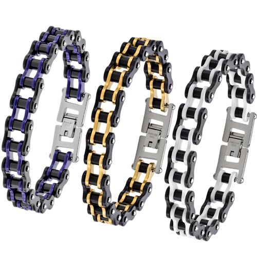 ***COI Black Titanium Blue/Gold Tone/White Bracelet With Steel Clasp(Length: 8.27 inches)-02017BB