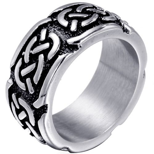 ****COI Titanium Black Gold Tone/Silver Celtic Ring-02026BB