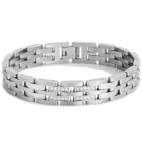 ****COI Titanium Cubic Zirconia Bracelet With Steel Clasp(Length: 8.66 inches)-02039BB