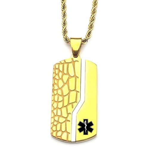 ****COI Titanium Black Silver/Gold Tone Silver Medical Alert Pendant-02088BB