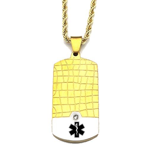 ****COI Titanium Black Silver/Gold Tone Silver Medical Alert Pendant With Cubic Zirconia-02089BB
