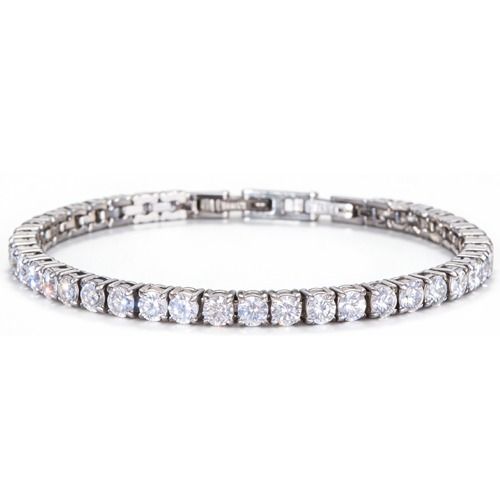 ****COI Titanium Gold Tone/Silver Cubic Zirconia Tennis Bracelet With Steel Clasp(Length: 8.27 inches)-02108BB