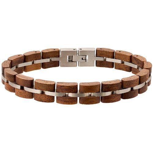 ****COI Titanium Koa Wood Bracelet With Steel Clasp(Length: 8.66 inches)-02112BB