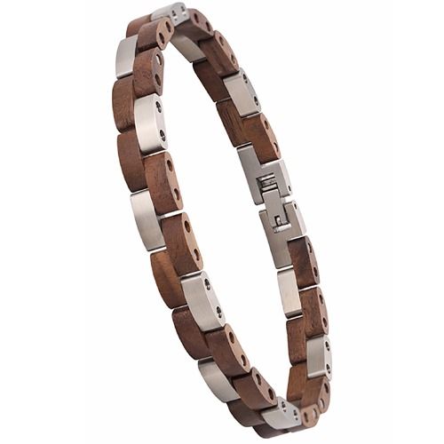 ****COI Titanium Koa Wood Bracelet With Steel Clasp(Length: 8.50 inches)-02131BB