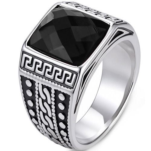 ****COI Titanium Black silver Celtic Ring With Black Onyx/Created Blue Sapphire/Red Ruby-02135BB