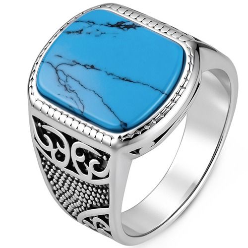 ****COI Titanium Black Silver Celtic Ring With Black Onyx/Tiger Eye/Turquoise-02138BB