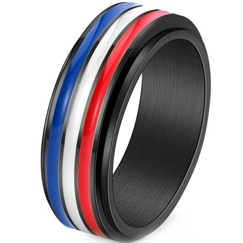 ****COI Black Titanium Blue White Red Resin Ring-02145BB