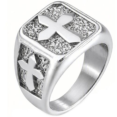 ****COI Titanium Gold Tone/Silver Cross Ring-02160BB