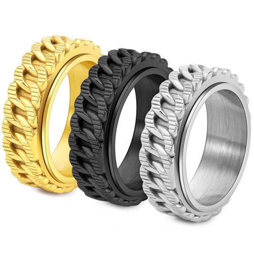 ****COI Titanium Black/Gold Tone/Silver Keychain Ring-02164BB