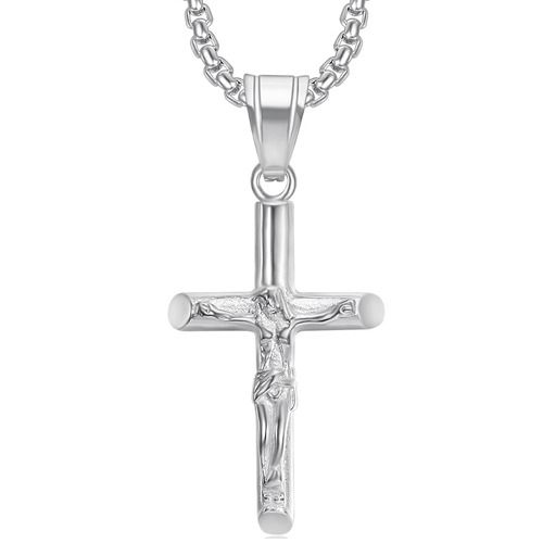 ****COI Titanium Gold Tone/Silver Jesus Cross Pendant-02166BB