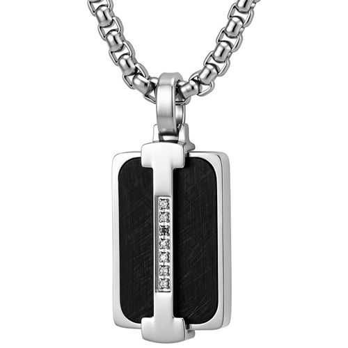 ****COI Titanium Black/Gold Tone Silver Pendant With Cubic Zirconia-02175BB