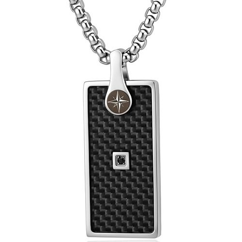 ****COI Titanium Black/Green Carbon Fiber Pendant With Cubic Zirconia-02176BB