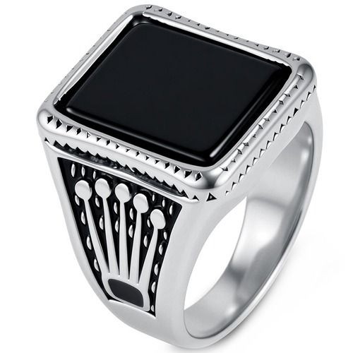 ****COI Titanium Crown Ring With Black Onyx/Created Red Ruby/Green Emerald-02205BB