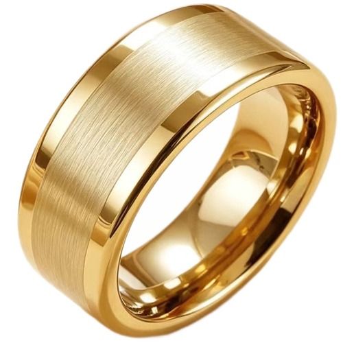 ****COI Gold Tone Titanium 12mm Polished Shiny & Matt Satin Ring-02208BB