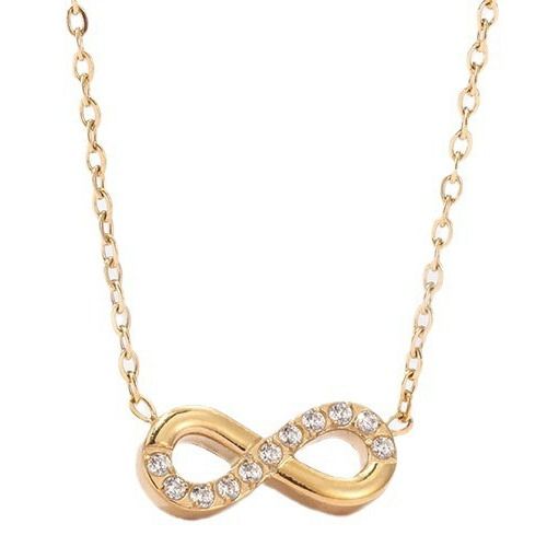****COI Titanium Gold Tone/Silver Infinity Cubic Zirconia Necklace With Steel Clasp(Length: 19.68 inches)-02211BB