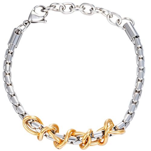 ****COI Titanium Gold Tone Silver Bracelet With Steel Clasp(Length: 8.27 inches)-02212BB