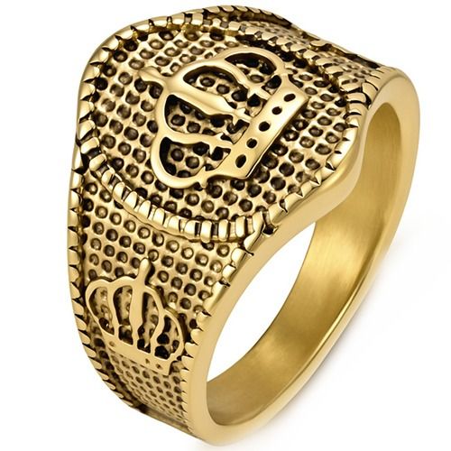 ****COI Titanium Gold Tone/Silver Crown Ring-02216BB