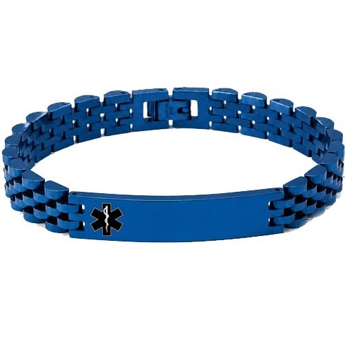****COI Blue Titanium Medical Alert Bracelet With Steel Clasp(Length: 8.66 inches)-02243BB