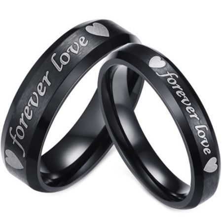 *COI Black Titanium Forever Love Beveled Edges Ring - JT2150