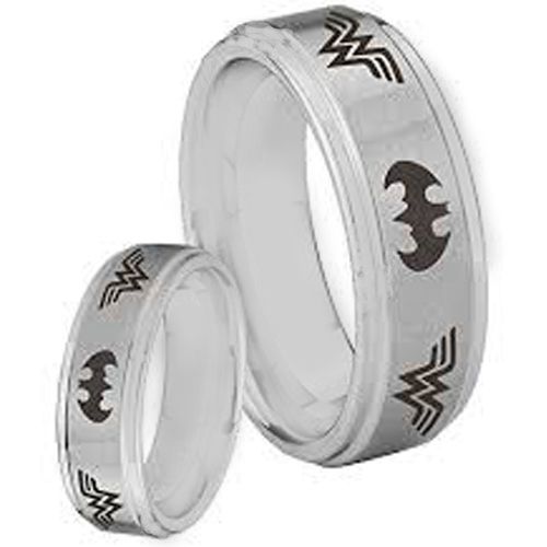 *COI Titanium Wonder Women Bat Man Step Edges Ring-JT5115