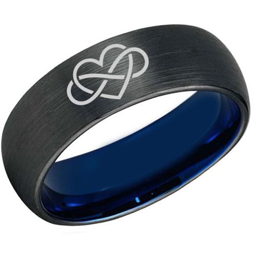 *COI Titanium Black Blue Infinity Heart Dome  Court Ring-3449