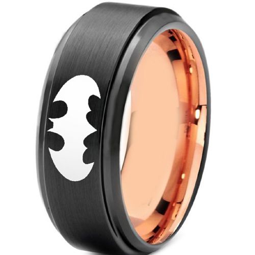 **COI Titanium Black Rose Bat Man Step Edges Ring - 3691