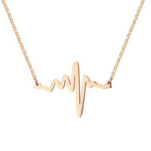 COI Rose Titanium Heartbeat Necklace(Length: 50cm)-5651