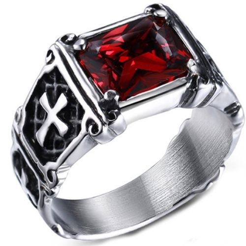 COI Titanium Ring With Created Red Ruby-5705