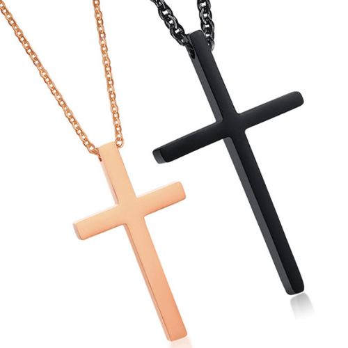 COI Titanium Black/Rose Cross Pendant-5738