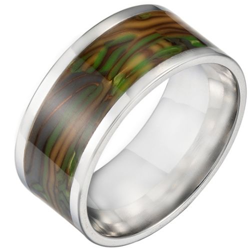 *COI Titanium Abalone Shell Pipe Cut Flat Ring-6853